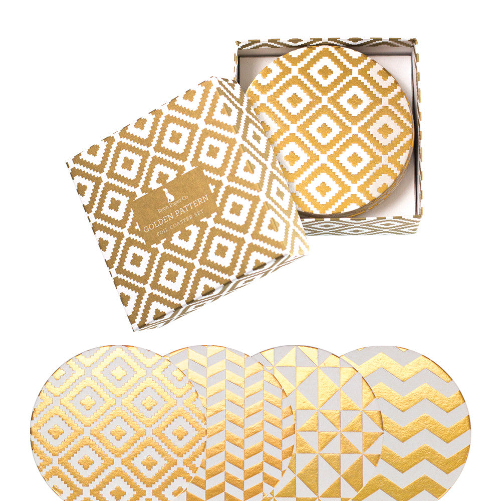 Golden Pattern Coaster Gift Set