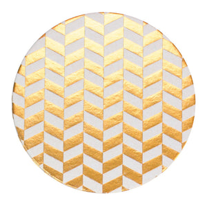 Golden Herringbone Foil Coaster Set